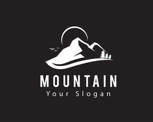 black mountain rock night view logo symbol design illustration inspiration