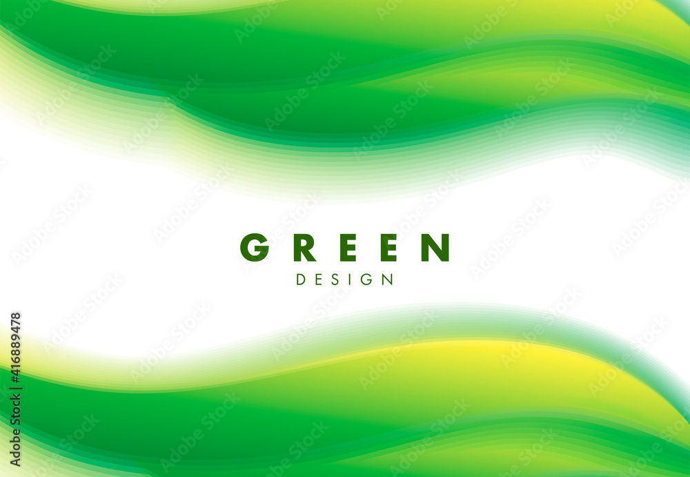 Aufkleber presentation cover backdrop with green wave shapes forming frame and blured to the middle with white