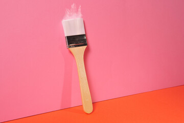 painting brushes on plain background