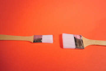 painting brushes on plain background