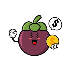 cute mangosteen cartoon mascot character