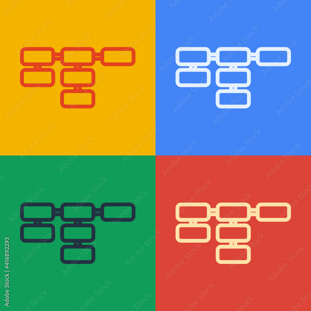 Poster pop art line site map icon isolated on color background. vector.