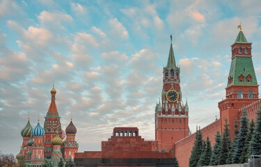 Red Square and the Kremlin in Moscow.