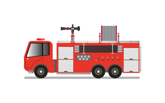 Fire truck rescue engine transportation. Firefighter emergency.,Fire trucks with firefighters,Red fire truck,Firefighters design element.