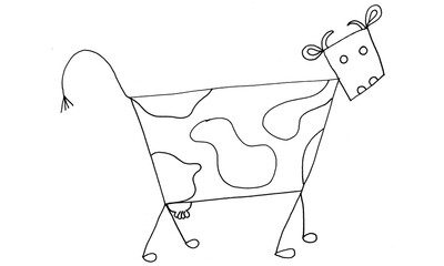 Bella Kuh, simpel, Strichzeichnung 