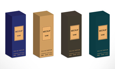 Packaging box design template layout with Box die line, 3d Box Mockup, icon, frames and Design elements, 3d Illustration, Vector design Template.