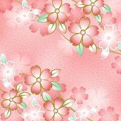 桜の花をモチーフにした友禅柄　コピースペースあり