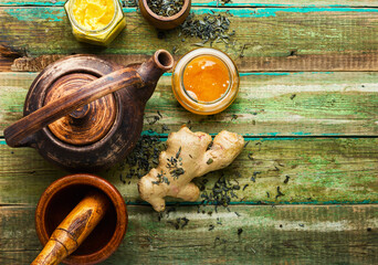 Healing tea with ginger