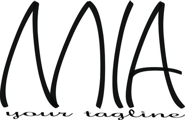 Mia name - handwritten calligraphy for design