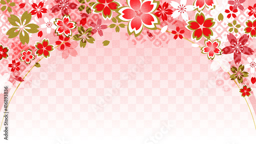 桜の花をモチーフにした友禅柄 コピースペースあり Wall Mural Efuroku 桜の花をモチーフにした友禅柄 コピースペースあり Wall Mural Efuroku