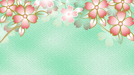 桜の花をモチーフにした友禅柄　コピースペースあり