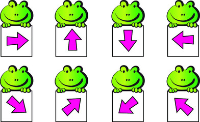 Vector frog Arrow key Series: Up, Down, Left, Right