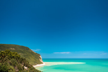 The beautiful sea of Sirolo in Conero after a big storm, Ancona province, Marche region.