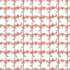 Cage of pink flowers picture in the box made of cherry flowers