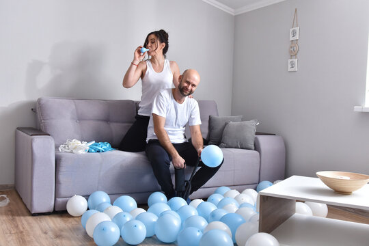 Family couple preparing before party