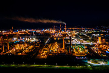 Oil refinery night