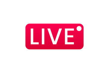 Live streaming icon. Button for broadcasting, livestream or online stream. Template for tv, online channel, live breaking news, social media