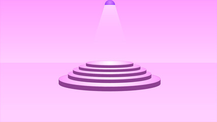 Stepped round podium with spot lights.