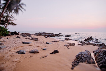 Rock and sand sea beach.