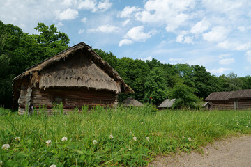 Fototapeta na wymiar Ancient village with wooden buildings