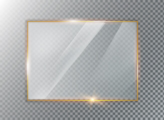 Glass plate on transparent background. Acrylic and glass texture with glares and light.