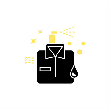 black perfume bottle spraying yellow clip art preview