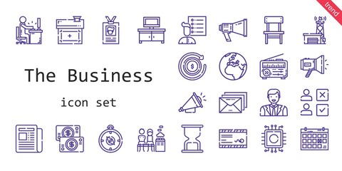 the business icon set. line icon style. the business related icons such as calendar, newspaper,...