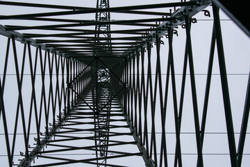 power lines, electric transmission lines abstract view 