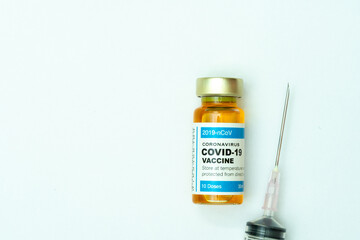 Coronavirus vaccine with medical health care concept.