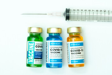 Coronavirus vaccine with medical health care concept.