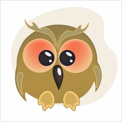 Obraz premium Cute cartoon owl with big kind eyes.Wise charac ter mascot. Vector illustration on white background.