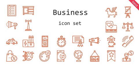business icon set. line icon style. business related icons such as antenna, megaphone, smartphone,...
