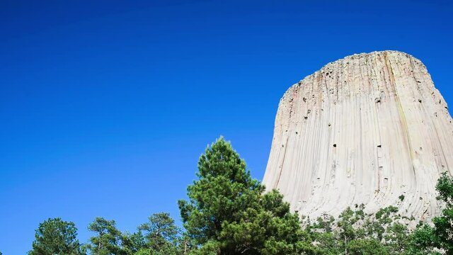Amazing panoramic view of Devils Tower in summer season