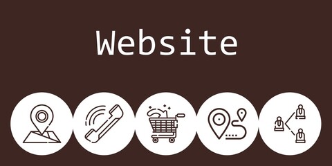 website background concept with website icons. Icons related phone, shopping cart, location, placeholder, network