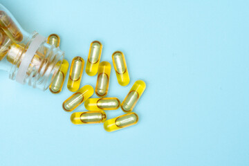 Coronavirus vaccine and suppliment capsule with medical health care concept.