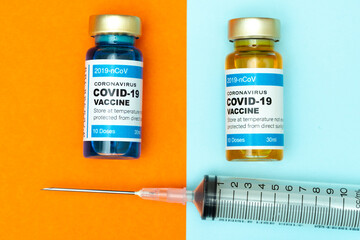 Coronavirus vaccine with medical health care concept.