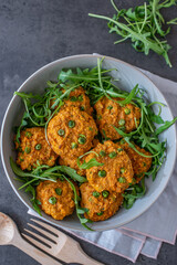 sweet potato fritters with peas
