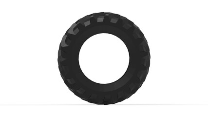 3D rendering of a large truck tractor tire isolated on white background.