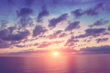 Fototapeta na wymiar Seascape in the evening. Sunset over the sea with beautiful sky