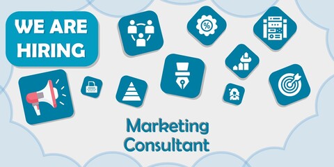 we are hiring marketing consultant vector illustration