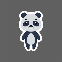 Cute little baby panda sticker. Cartoon animal character for kids cards, baby shower, birthday invitation, house interior. Bright colored childish vector illustration in cartoon style.