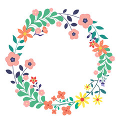 Beautiful spring background with flowers vector illustration.	