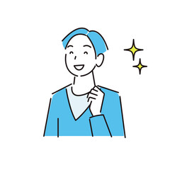 笑顔の男性 程よいシンプルなイラスト ベクター Cute smiling man simple illustration vector