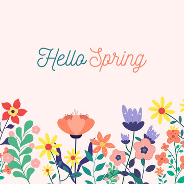 Beautiful spring background with flowers vector illustration.	