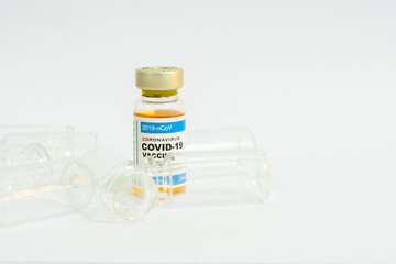 Coronavirus vaccine with medical health care concept.