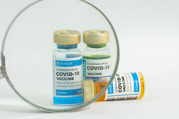 Coronavirus vaccine with medical health care concept.