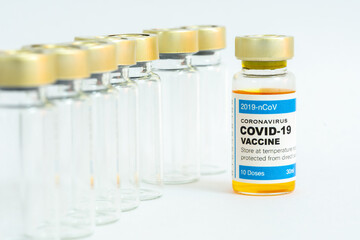 Coronavirus vaccine with medical health care concept.