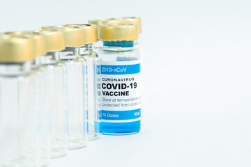 Coronavirus vaccine with medical health care concept.