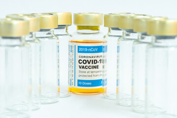 Coronavirus vaccine with medical health care concept.