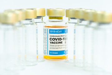 Coronavirus vaccine with medical health care concept.